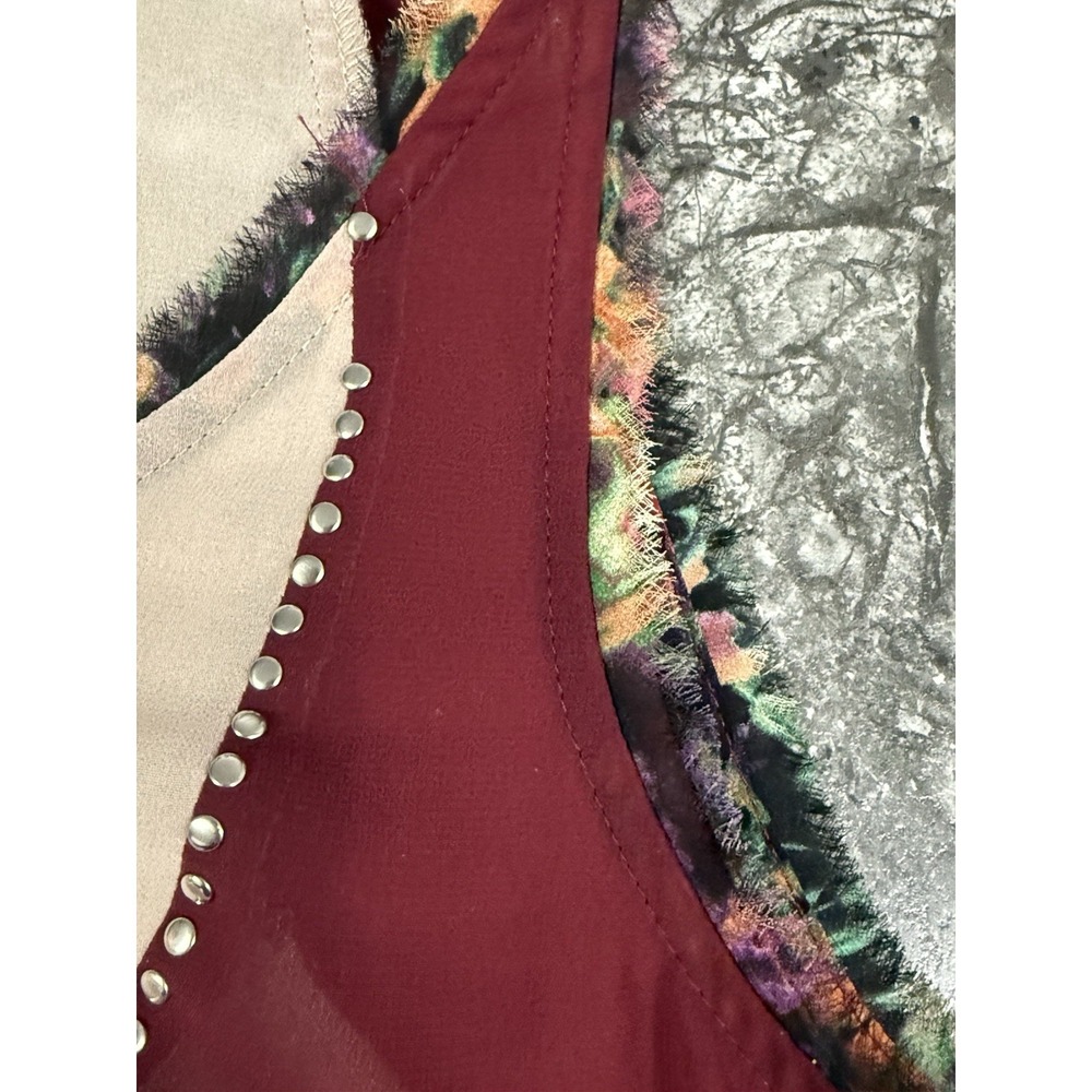 BKE Gimmicks Womens Mixed Media Lace Fringed Keyhole Neck Tank Sz XS - Picture 5 of 11